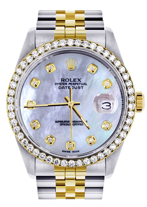 mother of pearl rolex gold|Rolex 36mm Datejust with diamonds.